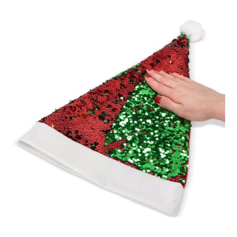 Zweifarbige Pailletten-Weihnachtsmütze Rot Weiß-Grün | ohne Werbeanbringung | Nicht verfügbar | Nicht verfügbar