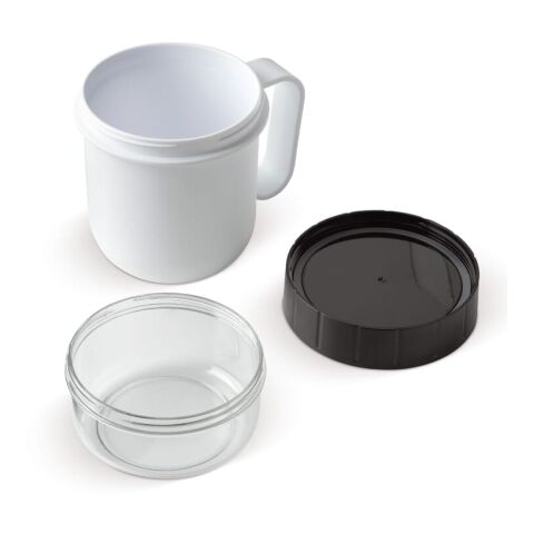 Lunchbecher to-go 520+230ml Weiss | 1-farbiger Tampondruck | Seite 1 | 30 mm x 40 mm | Nicht verfügbar