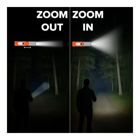 Wiederaufladbare 10-W-LED-Taschenlampe mit Zoomfunktion, 300 lm Weiss | ohne Werbeanbringung | Nicht verfügbar | Nicht verfügbar