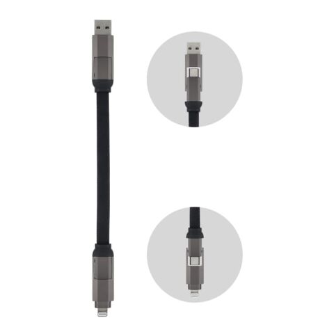 Multifunktionales 4-in-1 Kabel OTG Schlüsselanhänger Größe 60W Schwarz