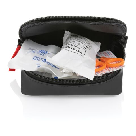 Kleines Erste-Hilfe-Set in RCS recycelter Nubuk-PU Tasche schwarz | ohne Werbeanbringung | Nicht verfügbar | Nicht verfügbar