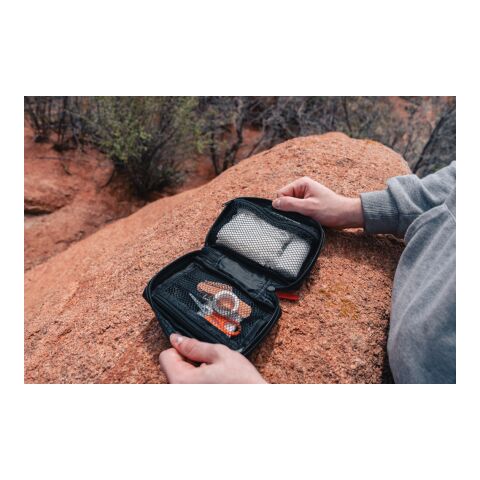 Erste-Hilfe-Set in RCS recycelter Nubuk-PU Tasche schwarz | ohne Werbeanbringung | Nicht verfügbar | Nicht verfügbar