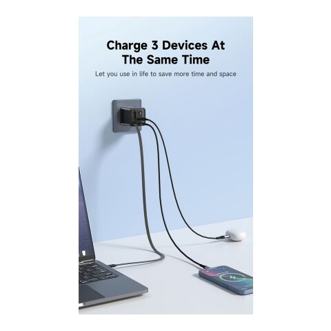 Urban Vitamin Mendocino 65W GaN-Charger mit einziehb. Kabel schwarz | ohne Werbeanbringung | Nicht verfügbar | Nicht verfügbar