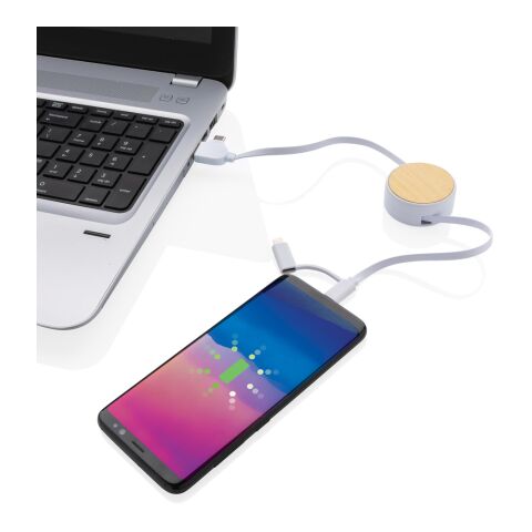 Ontario ausziehb. 6-in-1 Kabel aus RCS recyceltem Kunststoff weiß | ohne Werbeanbringung | Nicht verfügbar | Nicht verfügbar