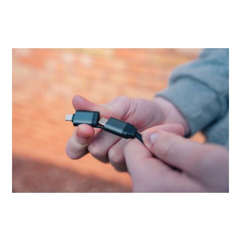 Terra aufrollbares 6-in-1 45W-Kabel aus RCS recyc. Aluminium grau | ohne Werbeanbringung | Nicht verfügbar | Nicht verfügbar