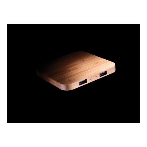 5W-Wireless-Charger aus Bambus mit USB braun