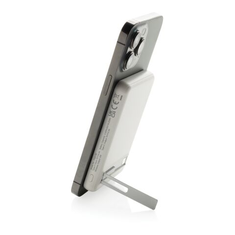 Zen 5000mAh 5W magnetische Bambus-Powerbank aus RCS rPlastik weiß | ohne Werbeanbringung | Nicht verfügbar | Nicht verfügbar