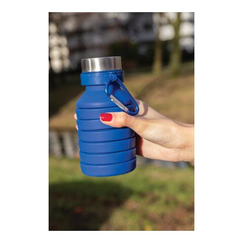 Auslaufgeschützte faltbare Silikonflasche blau | ohne Werbeanbringung | Nicht verfügbar | Nicht verfügbar