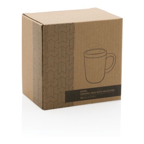 Keramiktasse mit weißem Rand, 300ml blau-weiß | ohne Werbeanbringung | Nicht verfügbar | Nicht verfügbar
