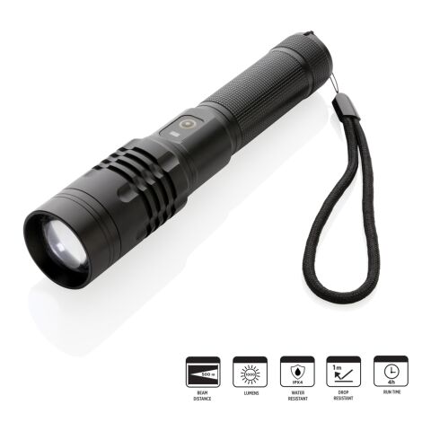 Gear X wiederaufladbare USB Taschenlampe schwarz | ohne Werbeanbringung | Nicht verfügbar | Nicht verfügbar