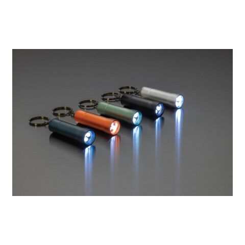 Flash Schlüsselanhänger-Taschenlampe aus RCS rec. Aluminium orange | ohne Werbeanbringung | Nicht verfügbar | Nicht verfügbar