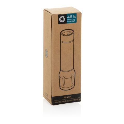 Flara USB-aufladbare Taschenlampe aus RCS recyceltem ABS schwarz | ohne Werbeanbringung | Nicht verfügbar | Nicht verfügbar