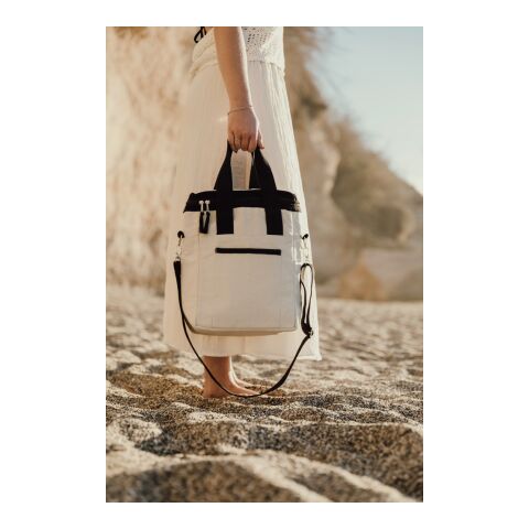 VINGA Volonne AWARE™ Kühltasche aus recyceltem Canvas off white-schwarz | ohne Werbeanbringung | Nicht verfügbar | Nicht verfügbar