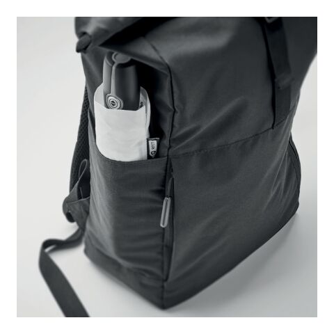 Rolltop-Rucksack 300D RPET schwarz | ohne Werbeanbringung | Nicht verfügbar | Nicht verfügbar | Nicht verfügbar