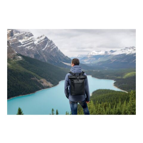 15&quot; Rolltop-Rucksack PU schwarz | ohne Werbeanbringung | Nicht verfügbar | Nicht verfügbar