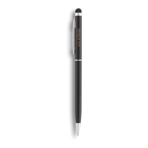 Schlanker Aluminiumkugelschreiber mit Stylus schwarz | ohne Werbeanbringung | Nicht verfügbar | Nicht verfügbar | Nicht verfügbar