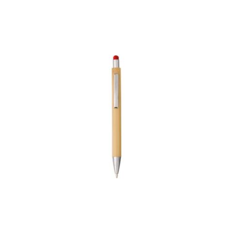 Kugelschreiber aus Bambus mit Touchpen Rot | ohne Werbeanbringung | Nicht verfügbar | Nicht verfügbar