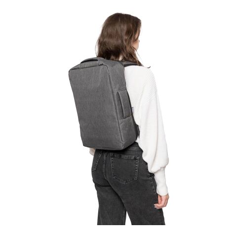 rPET (300D) Polyester Laptop-Rucksack Eulalia Schwarz | ohne Werbeanbringung | Nicht verfügbar | Nicht verfügbar